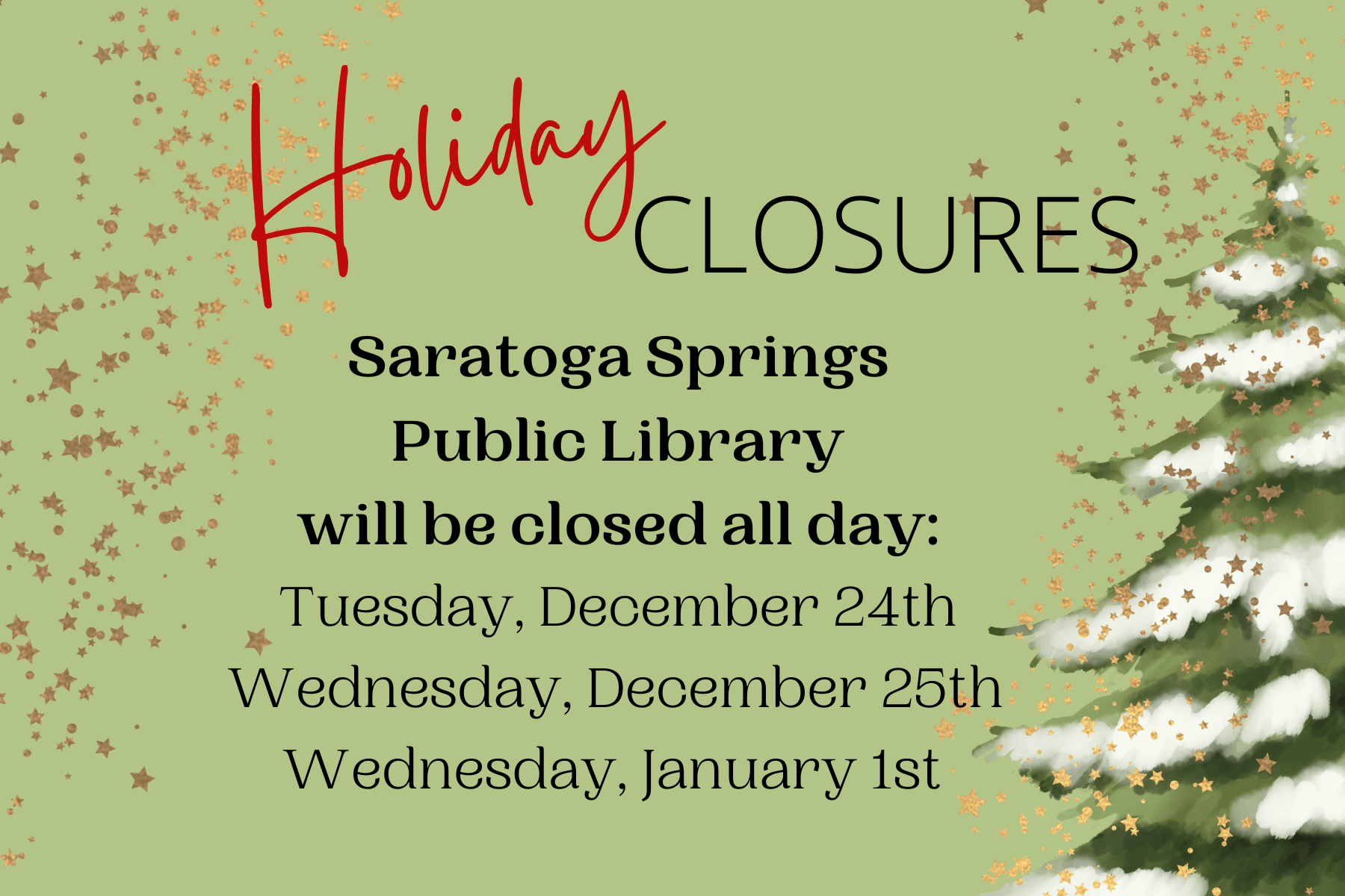 dec holiday closures